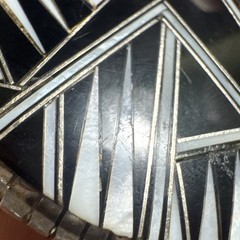 Vintage Southwestern Style Sterling Silver Belt Buckle Stamed B Black white Art