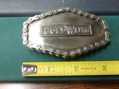 VINTAGE 1976 HONDA GOLD WING CHAIN LOGO LIMITED MOTORCYCLE BELT BUCKLE