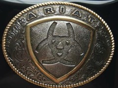 Ariat Western Belt Buckle Shield Logo Oval Silver Gold A37015