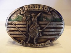 Vintage 1970s Arroyo Grande Belt Buckle Pewter Rodeo Americas 1 Sport