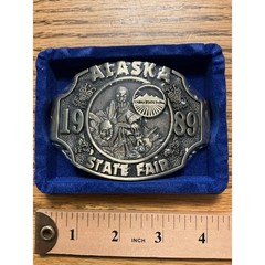 Vintage 1989 Alaska State Fair Belt Buckle Award Design Medals Limited Ed 157