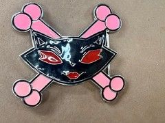 Vixen Sassy Cat Kitty Crossbones Cartoon Black Pink Red Enamel Belt Buckle