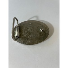 Vintage BTS E Fenton1988 Turkey Scrimshaw Stone Brass Belt Buckle 3.25&Prime;