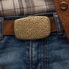 Vintage Hammered Metal Belt Buckle Gold Tone Rectangle Fits 1.5&Prime; Strap