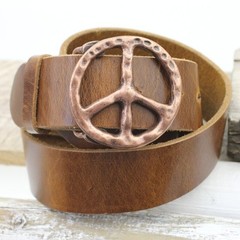 Dark Silver Peace Belt Buckle, Vintage Interchangeable Buckle in Retro Style