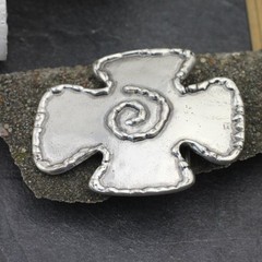 Medieval Style Metal Cross Crest Belt Buckle with Spiral Motif