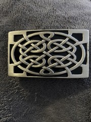 Celtic Knot Swirl Pattern Oval Pewter 2002 Great American Products Belt Buckle