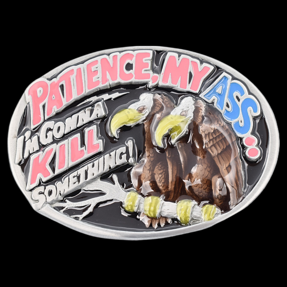 Vultures R. Crumb Artwork Patience My Ass… Belt Buckle