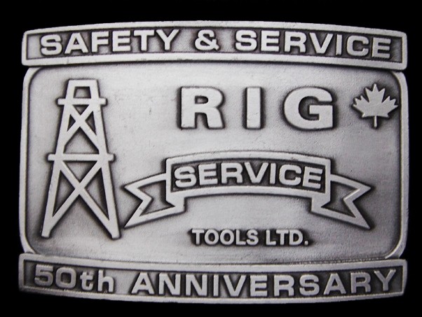 MA05142 2002 **RIG SERVICE TOOLS LTD.** 50th ANNIVERSARY PEWTER OILFIELD BUCKLE