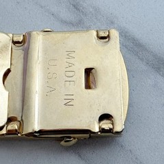Vanguard Vintage Military Web Clamp Belt Buckle Gold Tone Made in USA Signed
