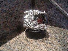 Huge Kieselstein-Cord Sterling Alligator Buckle and Black Alligator Belt Size 1