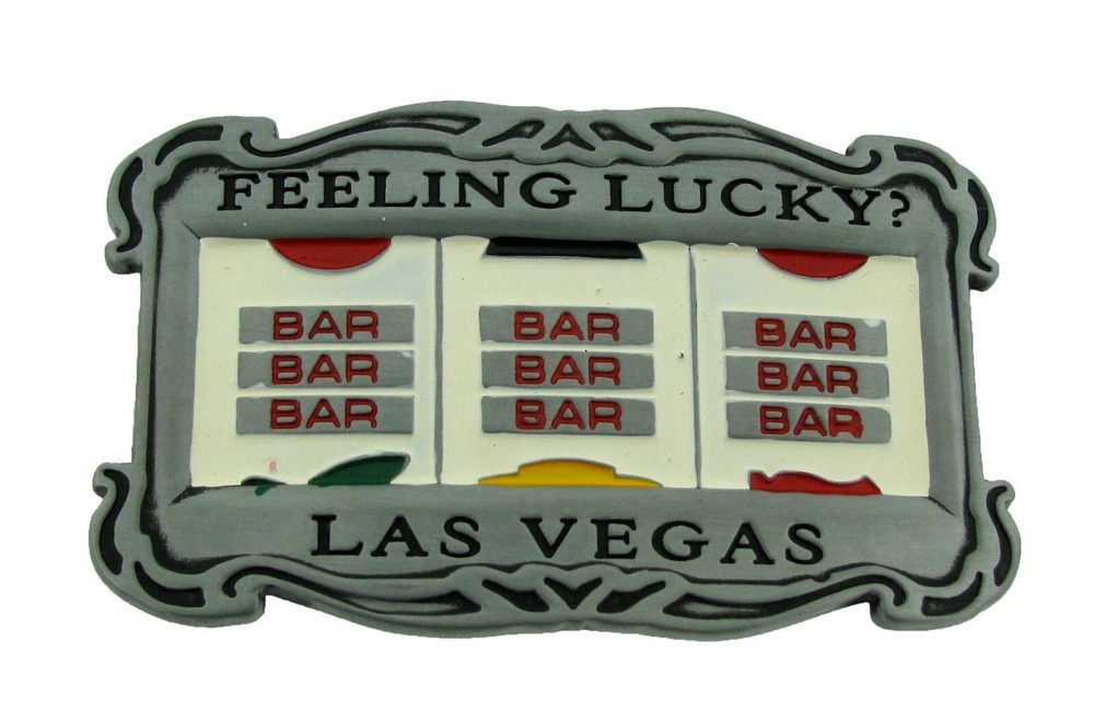 Feeling Lucky Triple Bar Fabulous Las Vegas Belt Buckle Jackpot Slot Machine New