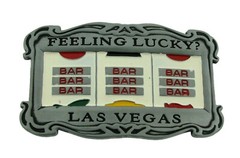 Feeling Lucky Triple Bar Fabulous Las Vegas Belt Buckle Jackpot Slot Machine New