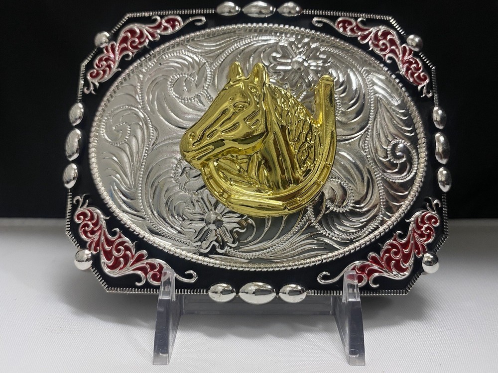 Horse Rodeo cowboy western style belt buckle hebilla Vaquero Con caballo