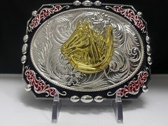Horse Rodeo cowboy western style belt buckle hebilla Vaquero Con caballo