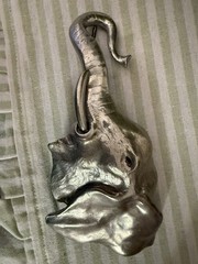 Christopher Ross 1980 Pewter Elephant Head Belt Buckle Silver Tone Animal Art