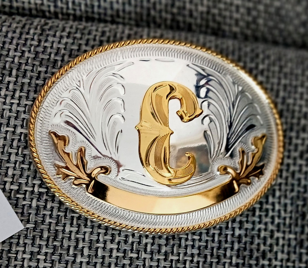 Belt Buckle Buckle Initials Letter « C » Western Initial Name Letter