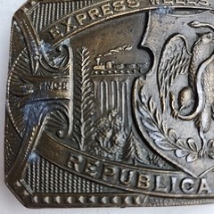 Vintage Express Wells Fargo Mexico Belt Buckle Rectangle 4in By 2.25in Travel