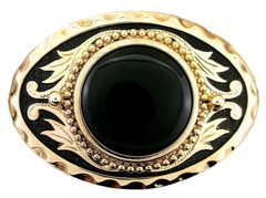 Gold Color Oval Western Black Onyx Cabochon Cab Gem Belt Buckle EPBB100/5326