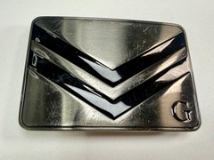 Two Stacked Chevron Shapes? Black Enamel Stripes G Letter Belt Buckle