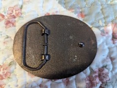 VTG Korean War Veteran Belt Buckle Dragons Flags USA Patriotic Cold War Temple