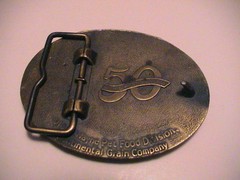 WAYNE DOG PET FOOD RETRIEVER WITH DUCK IN MOUTH HUNTING BRASS METAL BELT BUCKLE