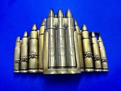 Bullet Rifle Rounds Skull Crossbones Lighter (Not Working) Large Belt Buckle