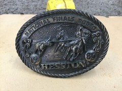 1980 Hesston edition national finals rodeo belt buckle