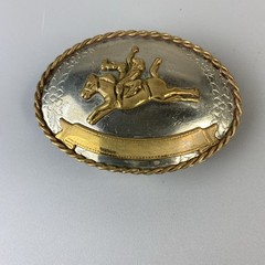Vintage Western Belt Buckle Bucking Bronco Rodeo Gold Tone Nickle Silver