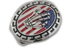 Men Women Silver Metal Belt Buckle Skull Skeleton Fingers Bones Oval USA Flag