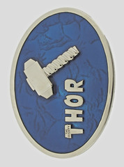 Thor Belt Buckle Marvel Comic Hammer Logo Blue Metal Halloween Costume Cosplay