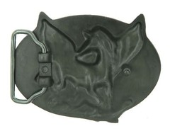 Unicorn Horse Blue Enamel Metal Belt Buckle