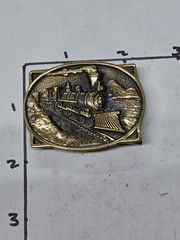 VINTAGE Steam Train Locomotive vintage SOLID BRASS belt buckle 1978 BTS