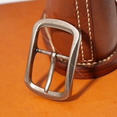 40mm Men Vintage Silver Western Leathercraft Center Bar Leather Belt Buckle