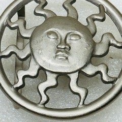 Silver Tone Metal Vintage-Style Sun Face Wavy Rays 2.5&Prime; Round Belt Buckle • VG‼
