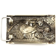 German silver belt buckle « Werewolf », Military buckle, Animal Grey Wolf buckle