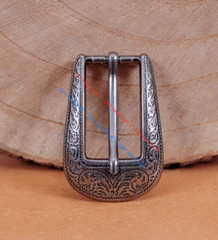 22mm Vintage Silver Flower Engraved Cowboy Western 3 piece belt Pin buckle Set