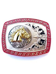 Western Buckle Gold Silver Red Horse Head Buckle Cowboy 2 » Hebillas Vaqueras