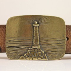 Lighthouse Antique Brass Belt Buckle – Nautical Style Maritime Buckle