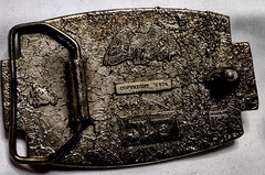 Belt Buckle VTG Cast Brass 1976 Give Up My Gun Pry Cold Dead Fingers From It
