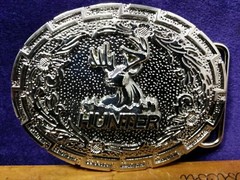 Great/Fun/Fashionable Belt Buckle Hunting Deer Outdoors Silvertione Scroll work