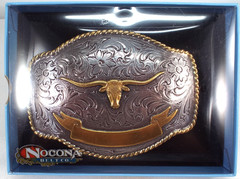Nocona Western LONGHORN Bull Skull 1.5&Prime; Engravable Belt Buckle / Cowboy / Rodeo