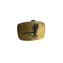 BTS Solid Brass Fly Fishing Mayfly Antique Western Belt Buckle 1970s Made in USA