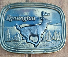 Remington 1979 Running White-Tailed Deer Metal Western Belt Buckle
