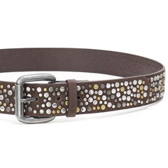 CHXRRPGC Rivet Studded Belt for Men, 40 (Fit Waist 37&Prime;-40&Prime;), Coffee-golden