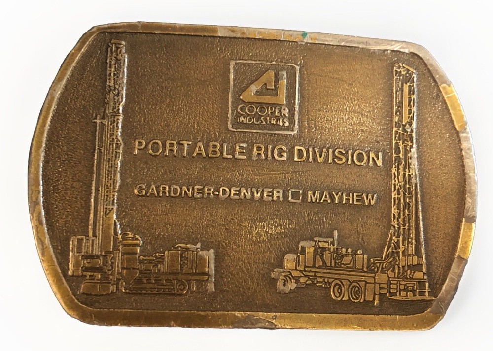 Vtg Cooper Industries Portable RIG Division Belt Buckle 3 3/8&Prime;x2 2/16” #171
