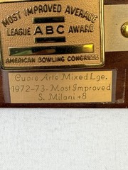 2 VINTAGE ABC AMERICAN BOWLING CONGRESS MOST IMPROVED AVERAGE BRASS BELT BUCKLE
