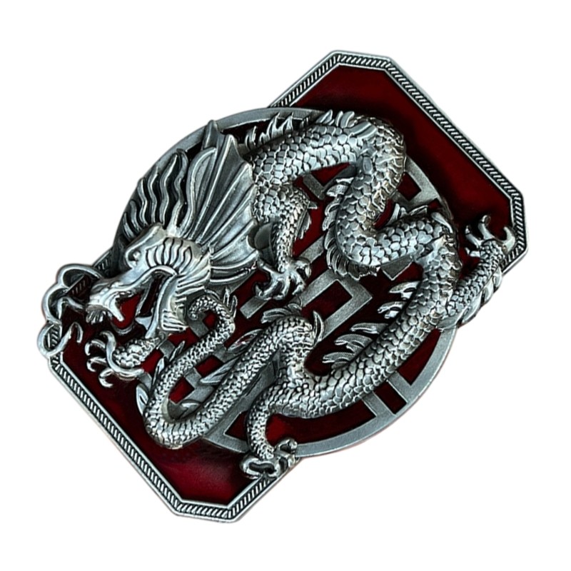 Chinese Style Relief Dragon Pattern Buckle Belt DIY Components Heavy Rock Buckle