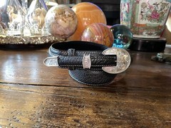 western pawn James Reid style Sterling Silver Belt Buckle 1-3/8”-.75-32-35”nu🦬✅