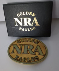 NRA National Rifle Association Golden Eagles Gold-Tone Belt Buckle
